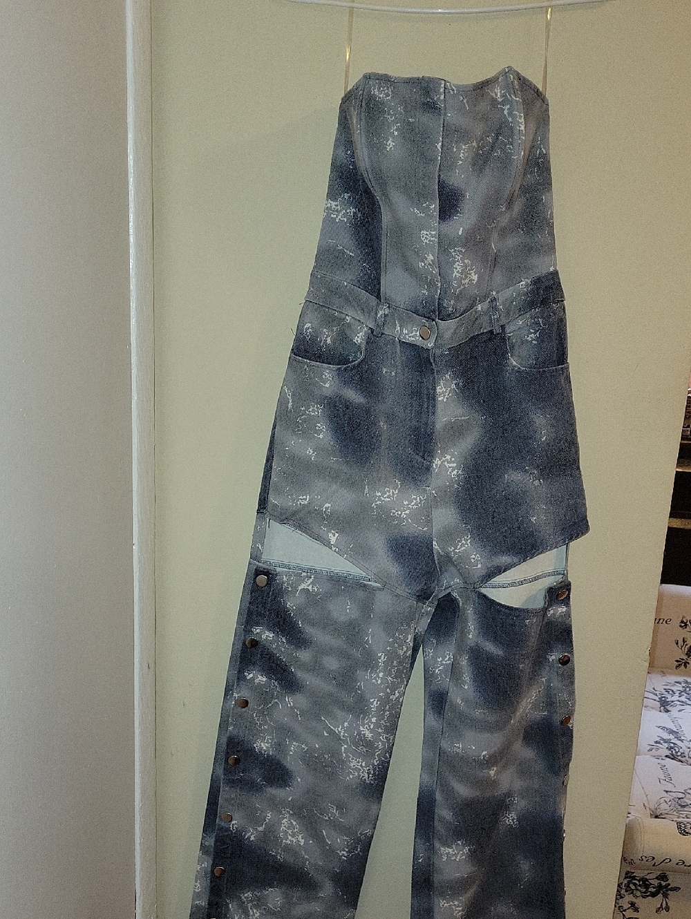 Fashion Nova Gray Washed Strapless Jumpsuit